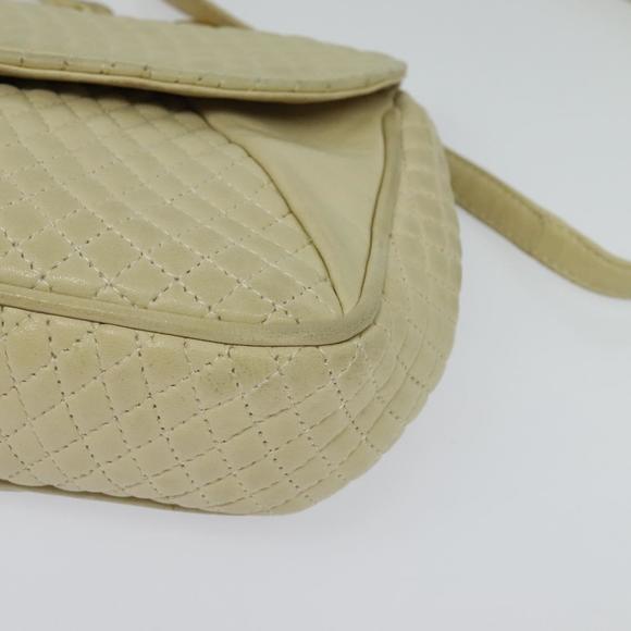 BALLY Shoulder Bag Leather Beige Gold Auth bs28149